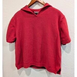 Christopher & Banks Women's Sweater XL Short Sleeve Pullover Red Ramie Cotton